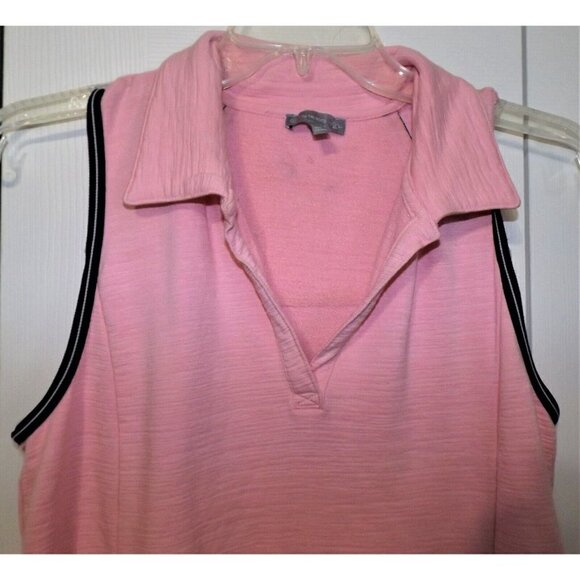 T by Talbots XS Pink Sleeveless Collared Dress Navy Trim - Picture 4 of 6